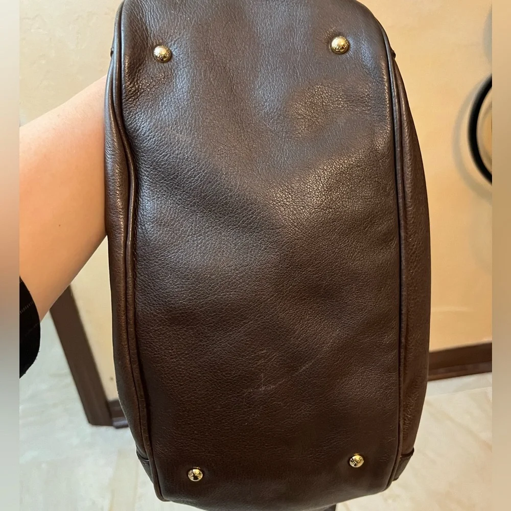 MaxMara Brown Leather Hobo Bag w/ Zip Closure & Detachable Strap - Picture 12 of 17